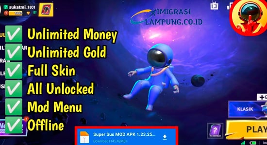 Download Super Sus Mod Apk Terbaru  versi Unlimited Money